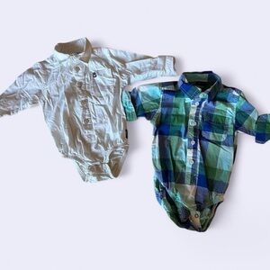 Baby Bodysuit Set - White and Plaid